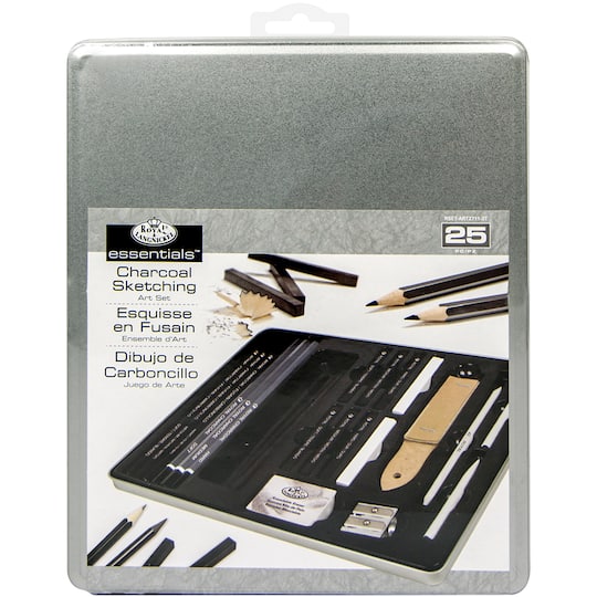 Royal &#x26; Langnickel&#xAE; Essentials&#x2122; Medium Charcoal Tin Set